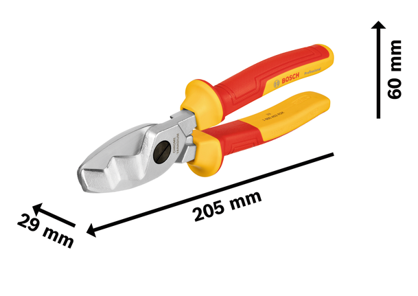Bosch škarje za kable VDE 200 mm z izoliranimi ročaji.